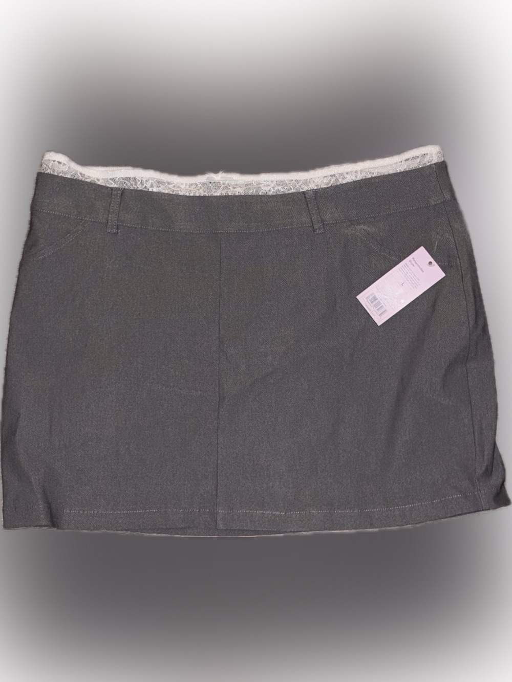 2 for $30 NWT Gray Mini Skirt with Lace Waistband